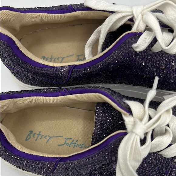 Betsey Johnson Sparkly Purple Rhinestone Sneakers - Picture 5 of 9